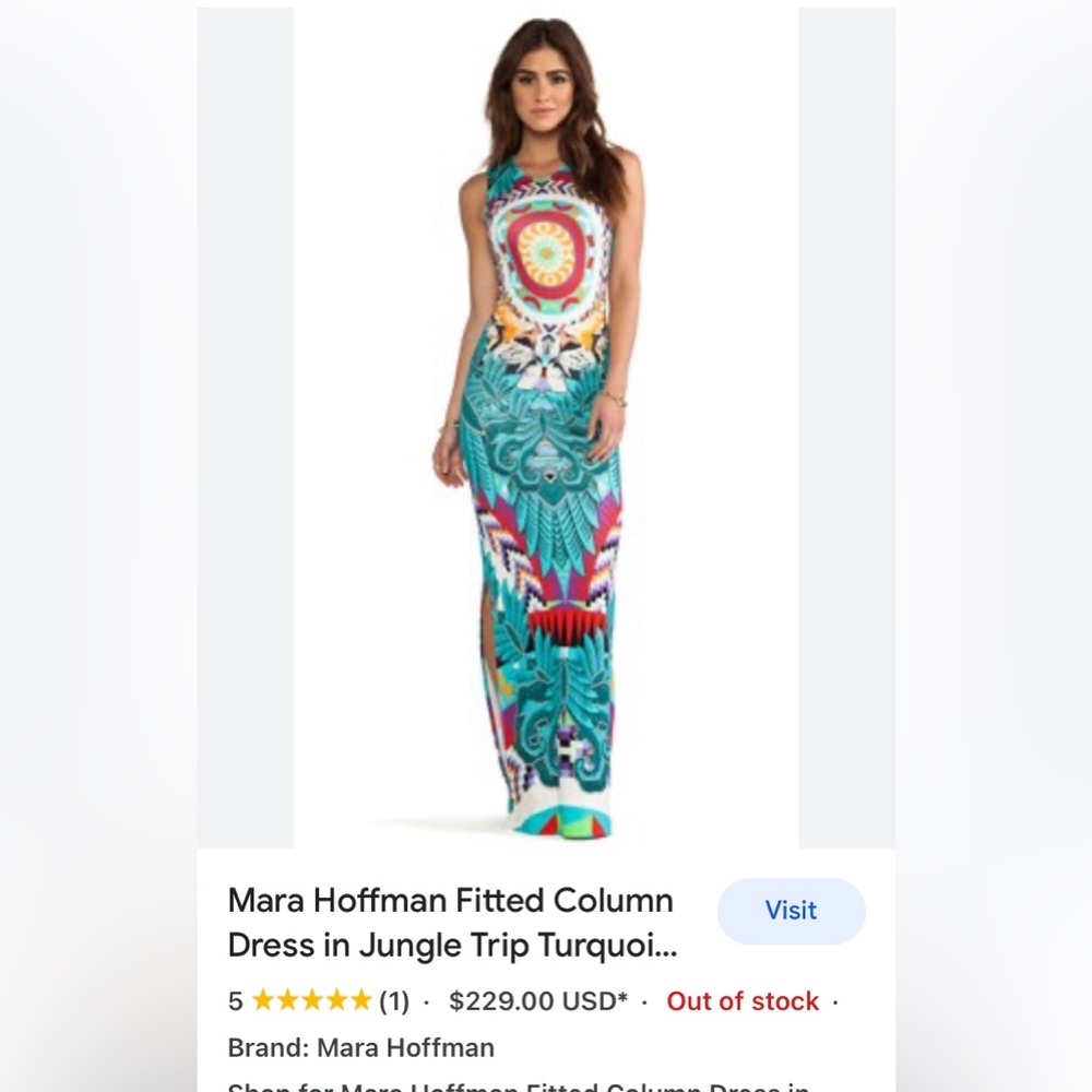Iconic Mara Hoffman Jungle Trip Maxi Dress M Turquoise